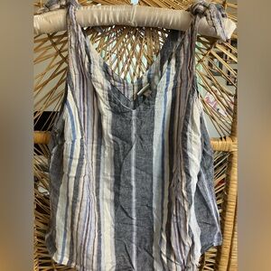 A new day linen blend Striped Sleeveless Top